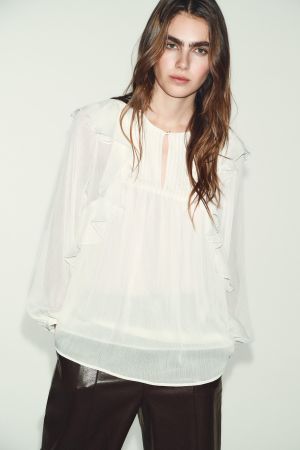 RUFFLED PIN TUCK BLOUSE