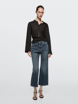 Mid-rise cropped flare fit jeans