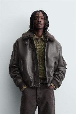 FAUX LEATHER JACKET WITH REMOVABLE COLLAR