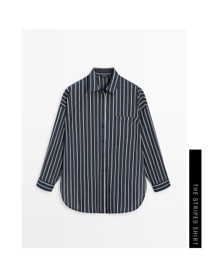 Striped flowing shirt with pocket detail