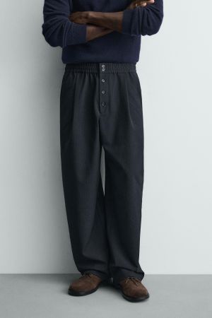 RELAXED FIT PINSTRIPE PANTS