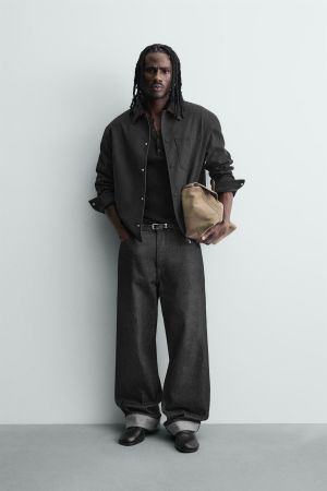 RELAXED FIT FAUX SUEDE OVERSHIRT