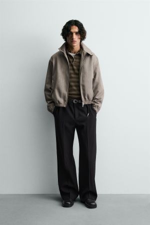 HERRINGBONE TEXTURED CROPPED FIT JACKET