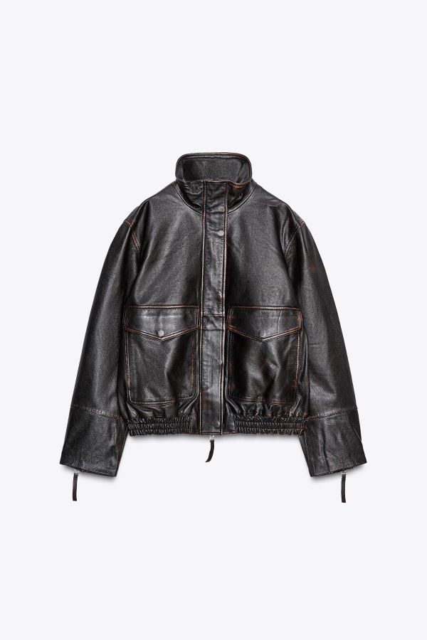 100% LEATHER BOMBER JACKET ZW COLLECTION LIMITED EDITION