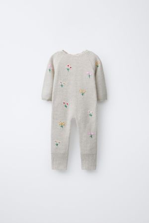 EMBROIDERED FLORAL KNIT JUMPSUIT