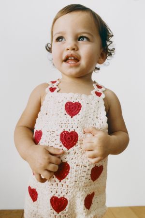 HEARTS CROCHET KNIT ROMPER