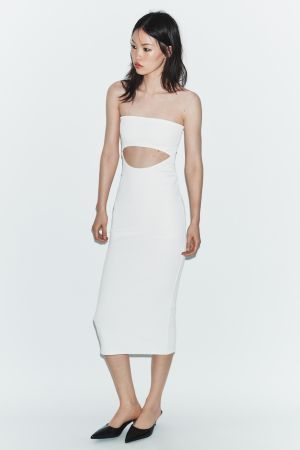 STRETCH KNIT CUT-OUT MIDI DRESS