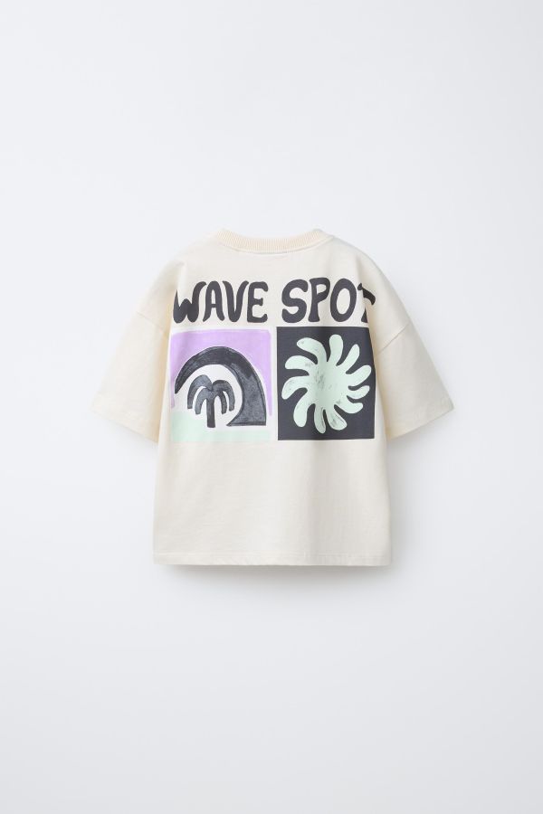 PALM TREE AND SUN PRINT T-SHIRT