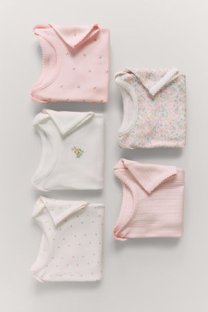 FIVE-PACK OF SHORT-SLEEVED FLORAL BODYSUITS