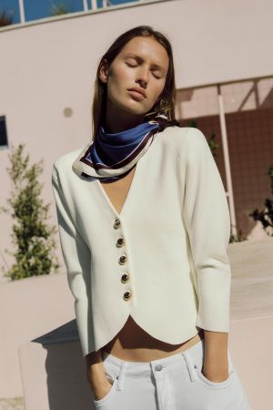 FITTED KNIT JACKET WITH SHOULDER PADS