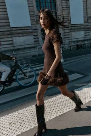 FAUX FUR KNIT DRESS