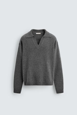 WOOL - CASHMERE KNIT POLO SHIRT