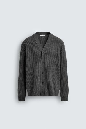 WOOL BLEND TEXTURED CARDIGAN