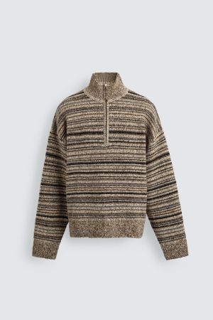 QUARTER-ZIP CABLE KNIT JUMPER
