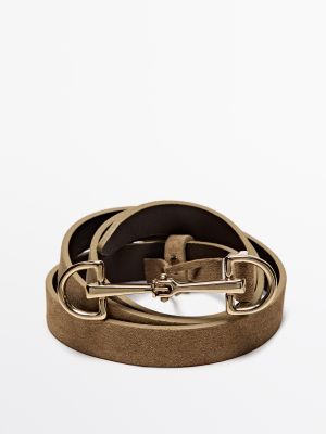Equestrian split suede leather belt