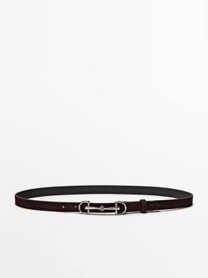 Nubuck leather equestrian belt