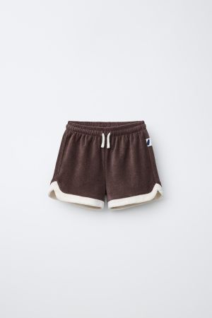 TERRYCLOTH EFFECT SHORTS WITH LABEL