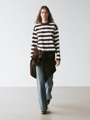 Striped Long Sleeve Cotton T Shirt