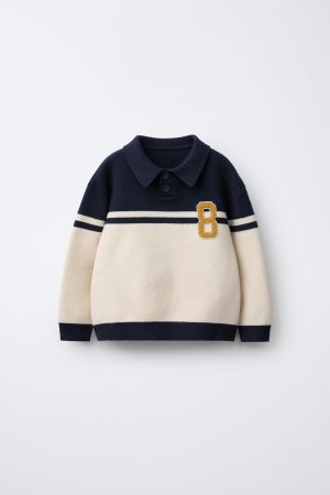 KNIT VARSITY PATCH POLO SHIRT