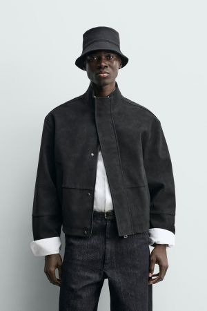 TEXTURED FAUX LEATHER JACKET