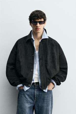 FAUX SUEDE RELAXED FIT JACKET