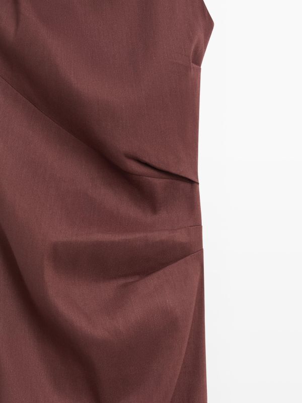 Strappy stretch linen blend midi dress