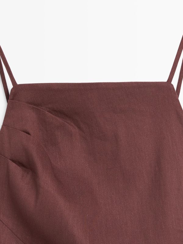 Strappy stretch linen blend midi dress