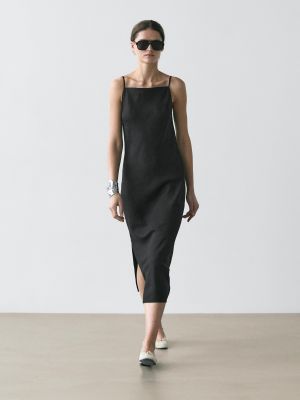 100% linen midi dress