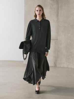 Contrast knit polo dress