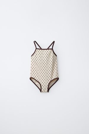 2-6 YEARS/ TEXTURED POLKA DOT SWIMSUIT