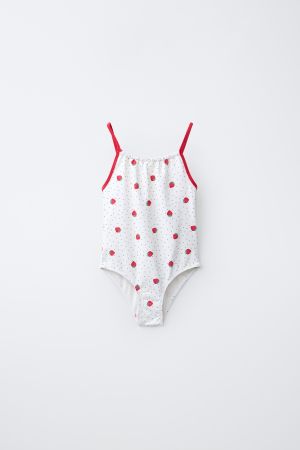 AGES 6-14/ STRAWBERRY PRINT SWIMSUIT