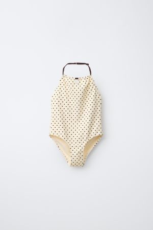 6-14 YEARS/ POLKA DOT HALTER SWIMSUIT