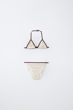 6-14 YEARS/ TRIANGLE POLKA DOT TEXTURED BIKINI