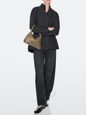 Small braided leather shoulder bag