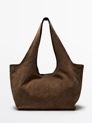 Split leather maxi tote bag