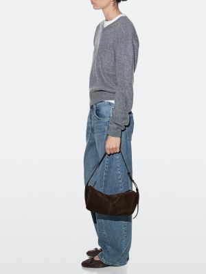 Split suede shoulder bag