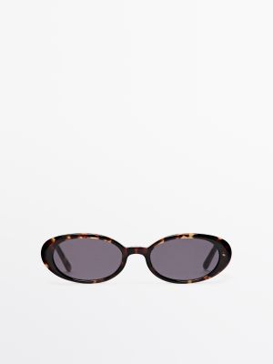 Tortoiseshell-effect mini oval sunglasses