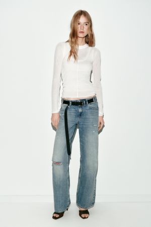 Z1975 RIPPED LOW RISE STRAIGHT JEANS