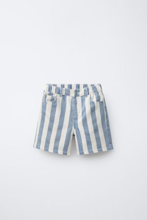 STRIPED BAGGY DENIM SHORTS