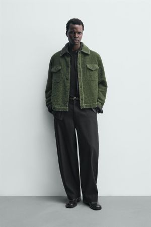 TEXTURED TOPSTITCHING OVERSHIRT