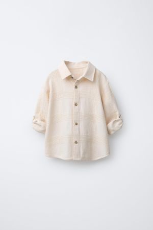 ADJUSTABLE SLEEVE TEXTURED SHIRT