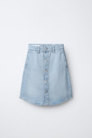 BUTTON MIDI DENIM SHORTS