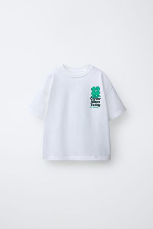 TEXT AND CLOVER PRINT T-SHIRT