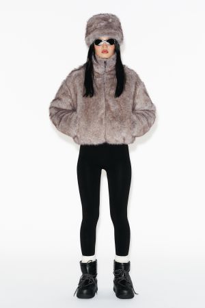SHORT COAT WITH FAUX FUR HOOD HEIQ XREFLEX™ TECHNOLOGY SKI COLLECTION