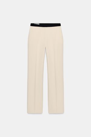CONTRAST WAIST STRAIGHT LEG PANTS