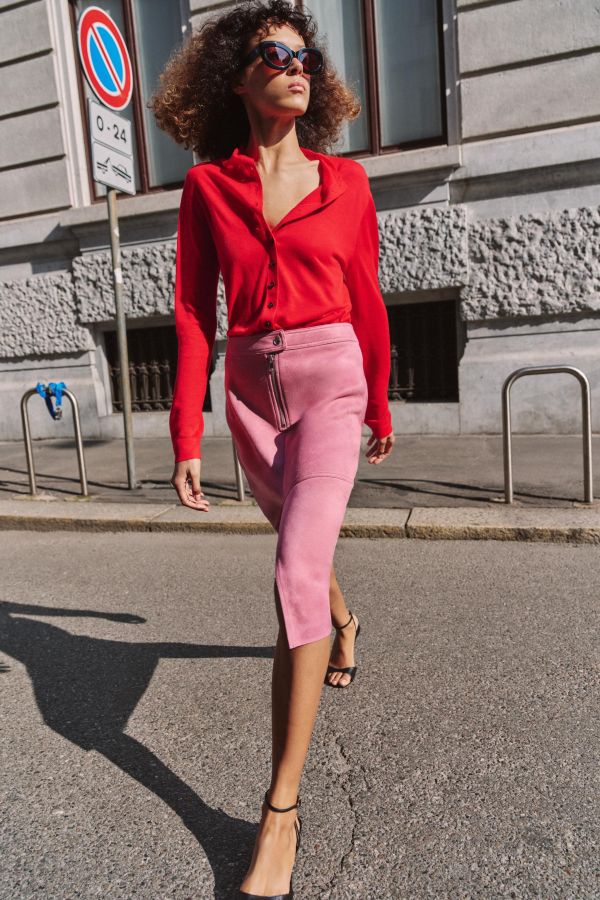 FAUX SUEDE MIDI SKIRT