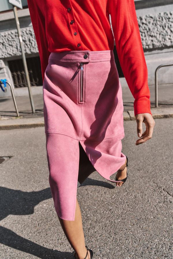 FAUX SUEDE MIDI SKIRT