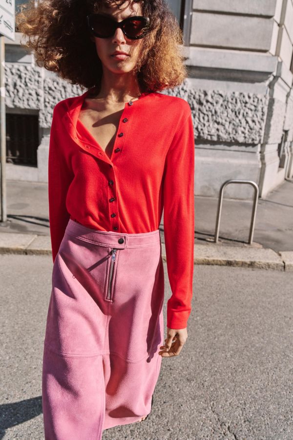 FAUX SUEDE MIDI SKIRT