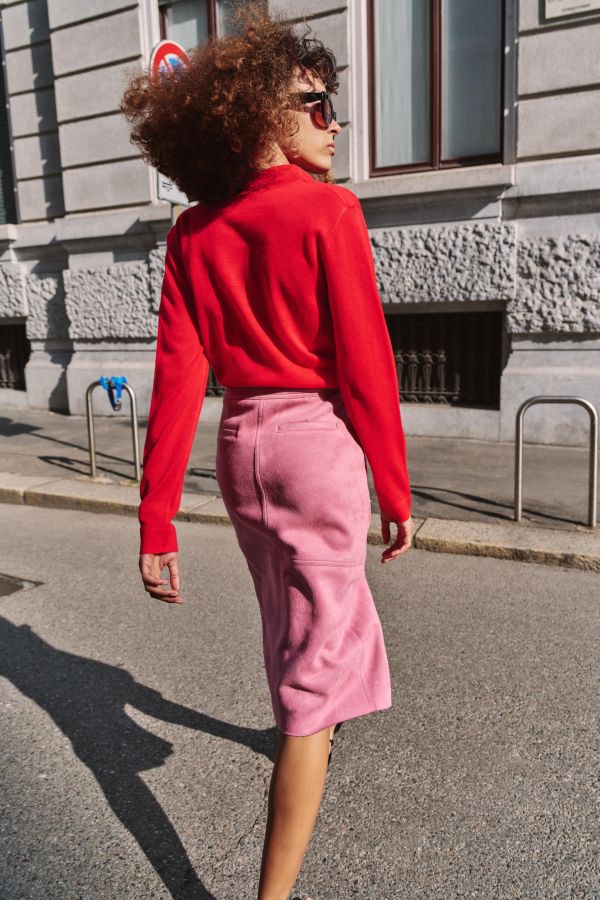 FAUX SUEDE MIDI SKIRT