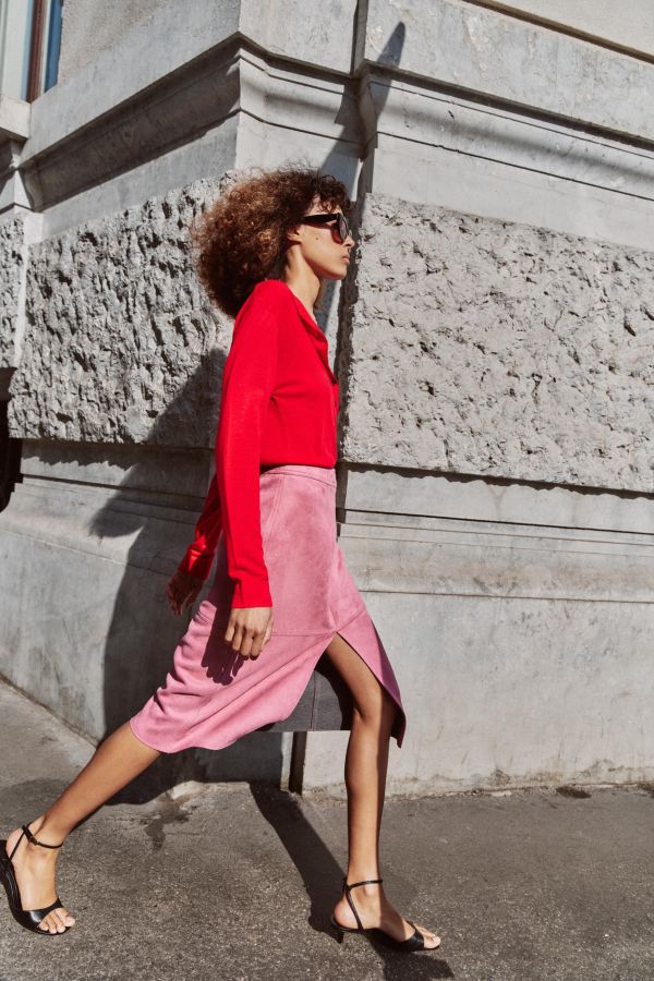 FAUX SUEDE MIDI SKIRT